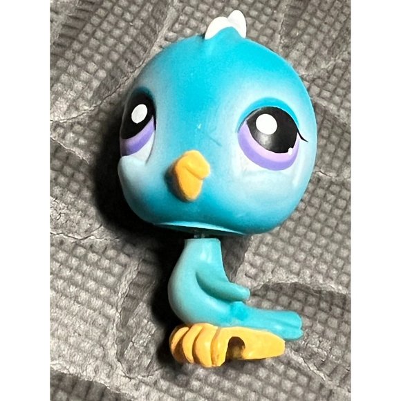 Littlest Pet Shop Blue Bird Parakeet #206 Purple eye 206 Retired LPS Cake Topper - Picture 1 of 7